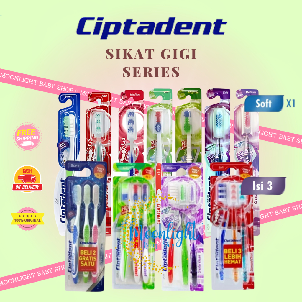 Ciptadent Sikat Gigi Warna Random - 1 Pcs | 3 Pcs ExtraClean | Classic | Diamond | Regular | Crystal