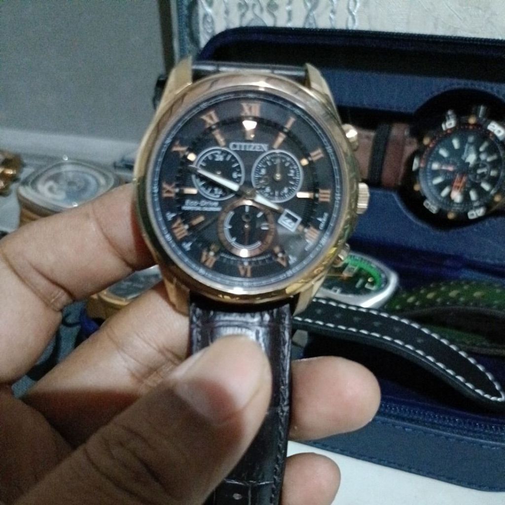 jam tangan ORIGINAL SECOND CITIZEN".BL-5542 ECO Drive man rose gold
