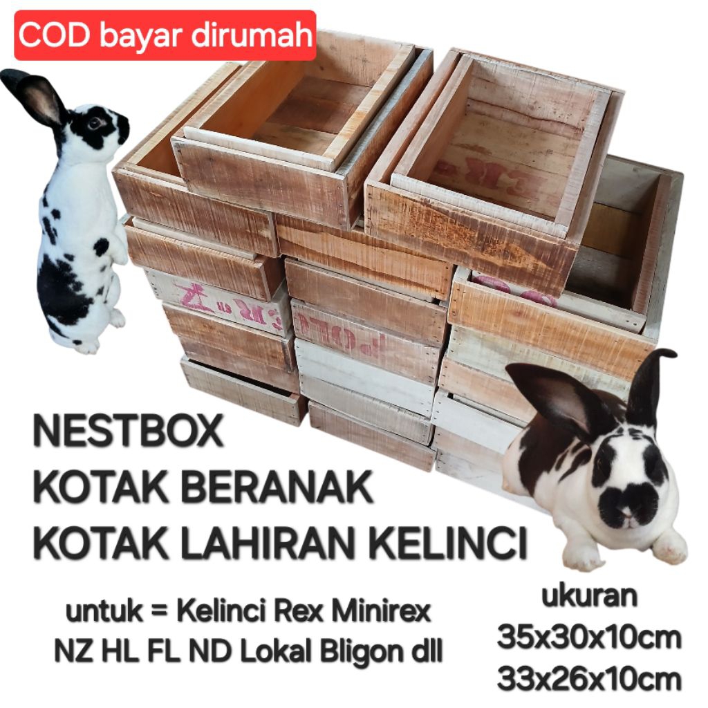 2 pcs Box Lahiran Kelinci / Nestbox kemasan hemat 2 pcs bisa di seseg ringkas. Cocok buaat Rex NZ HL