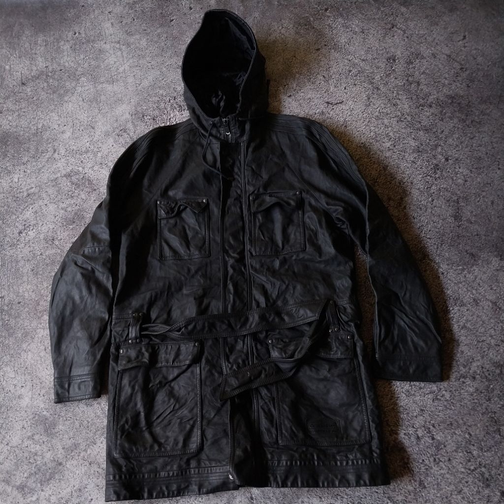 Jacket Trench Coat Adidas Muhammad Ali Boxing Black Leather [ Original ]