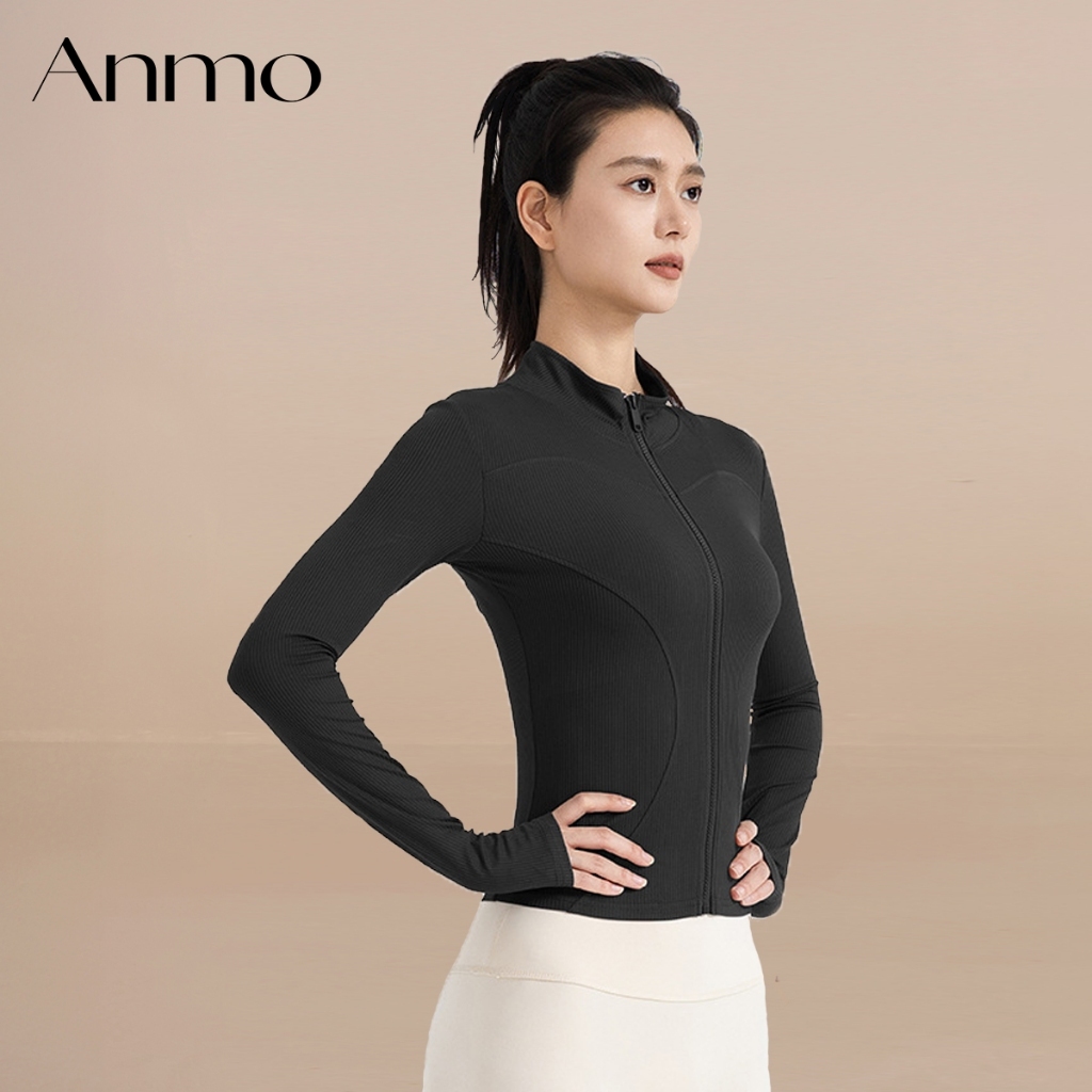 ANMO-Jaket Olahraga Wanita Model ANMO (Kerah Bergaris) – Dilengkapi Fitur Breathable, Tidak Panas, I