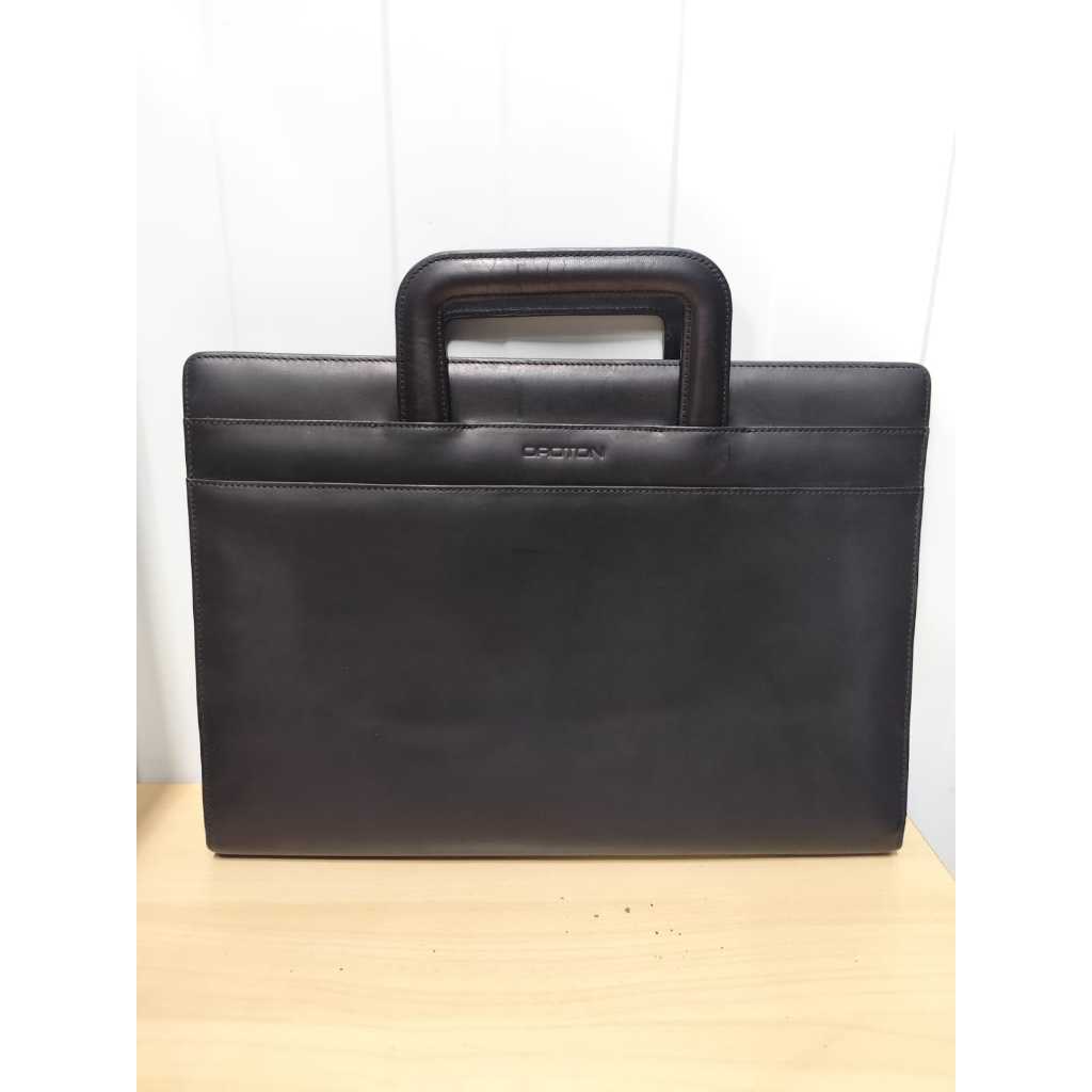 Oroton Leather Briefcase | Tas Dokumen/Tas Laptop Kulit Oroton | Tas Kerja Kulit Hitam