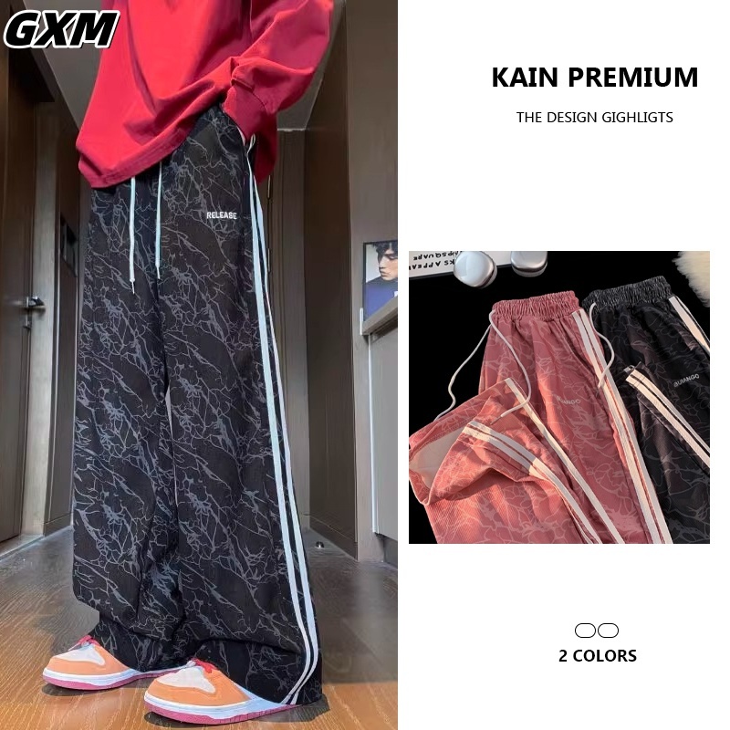 GXM Celana Corduroy Pria Korea Style Loose Stretch Celana corduroy bergaris untuk pria