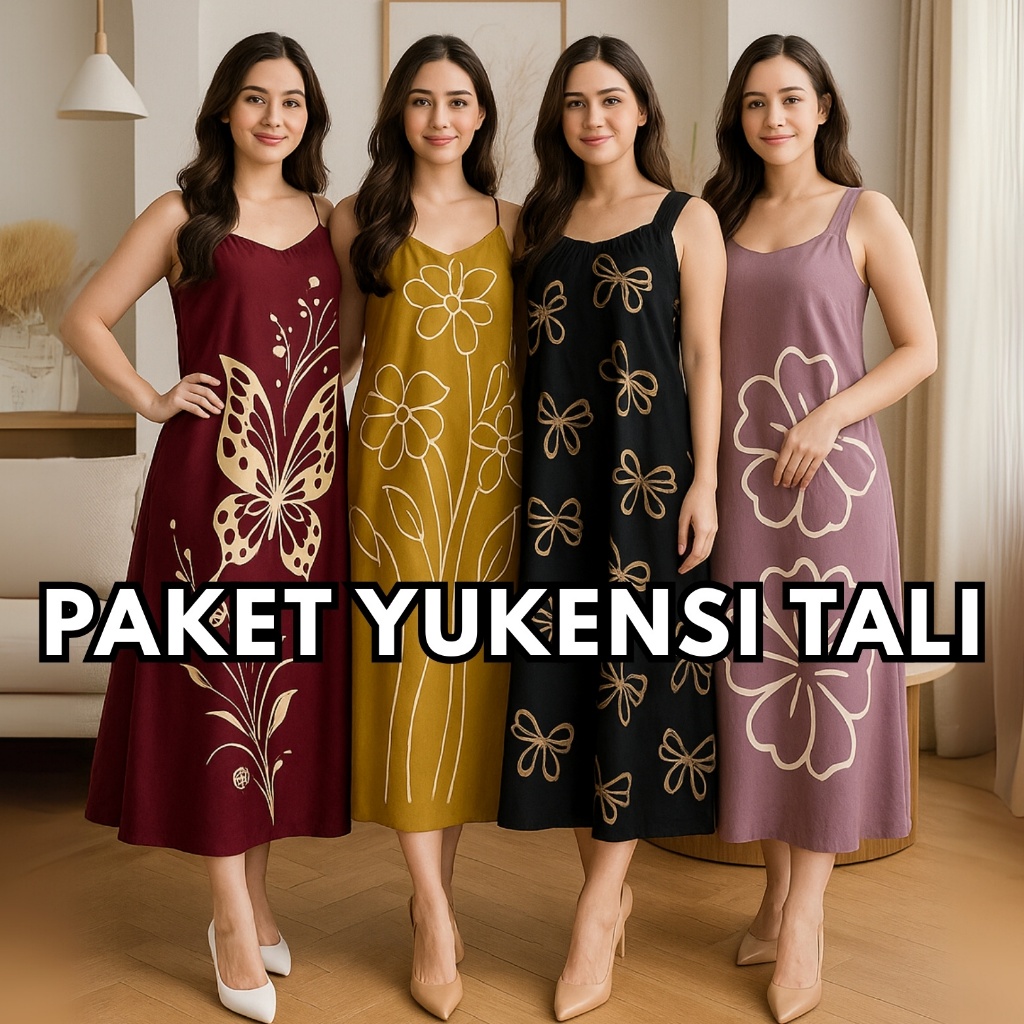PAKET Daster Yukensi Tali Jumbo ~ Daster Jumbo Yukensi tanpa Lengan Dress Yukensi Rayon Adem