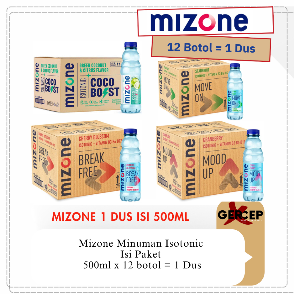 Mizone 1 Dus Minuman Isotonik Active 12 Botol 500 ml
