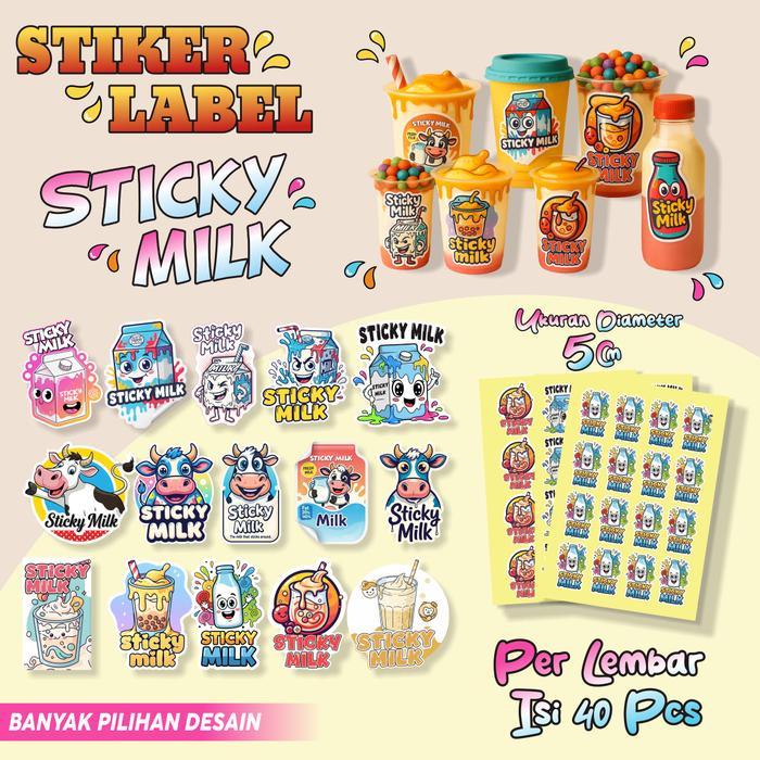 Stiker Susu Milk Sticky Stiker Label Minuman Gelas Cup Gelas Tumbler Botol Minum