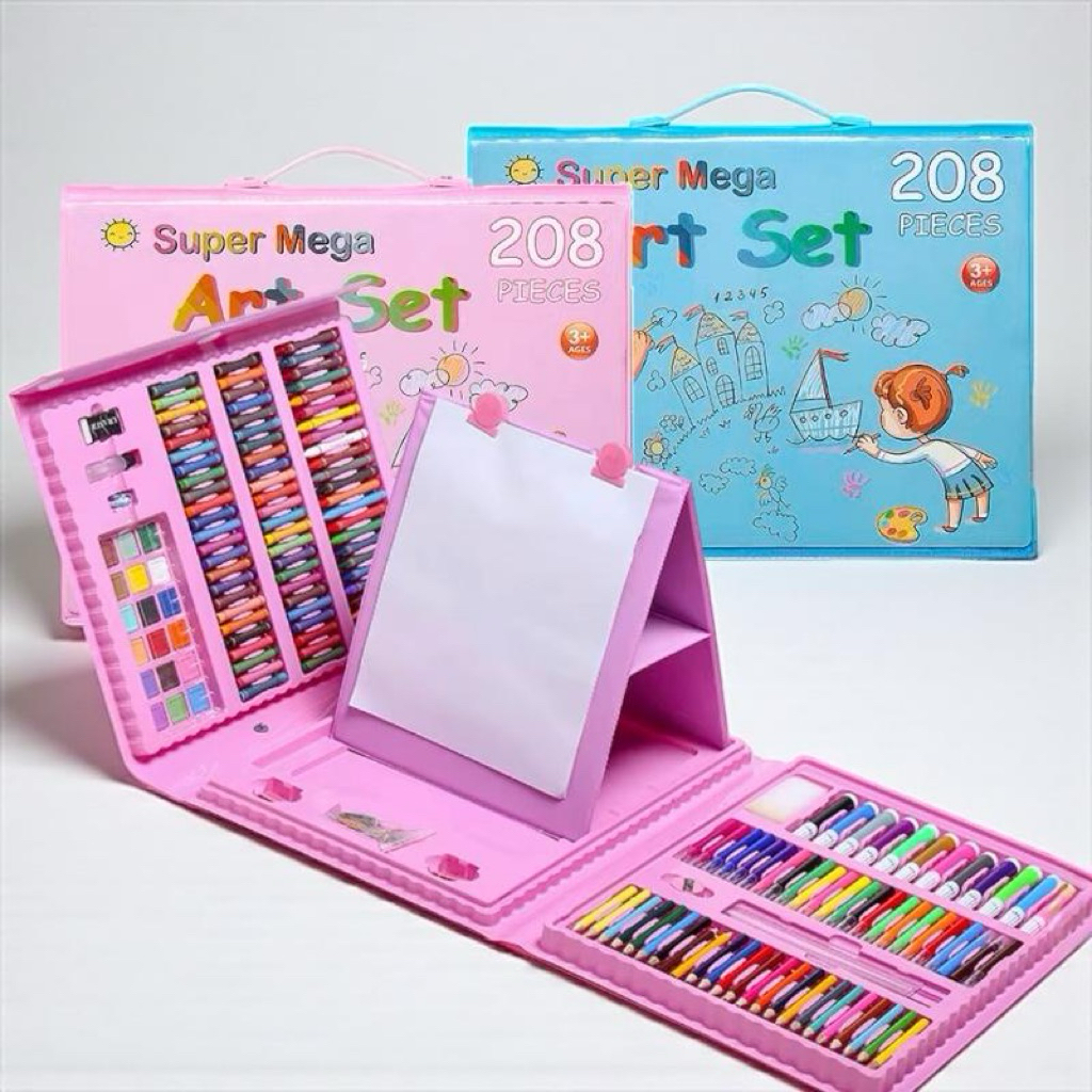 

208PCS Super Mega Art Set / Crayon Anak Set Koper / Full Set Alat Lukis Anak Cat Krayon Pensil Warna Isi 208 PCS