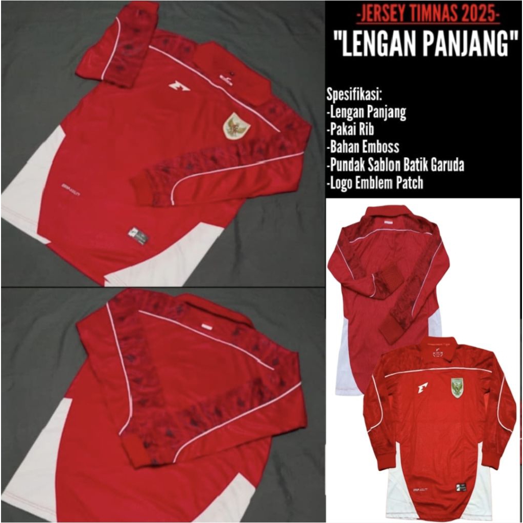 Kaos Jersey Timnas Indonesia 2025 Lengan Panjang Jersey Timnas Longsleeve