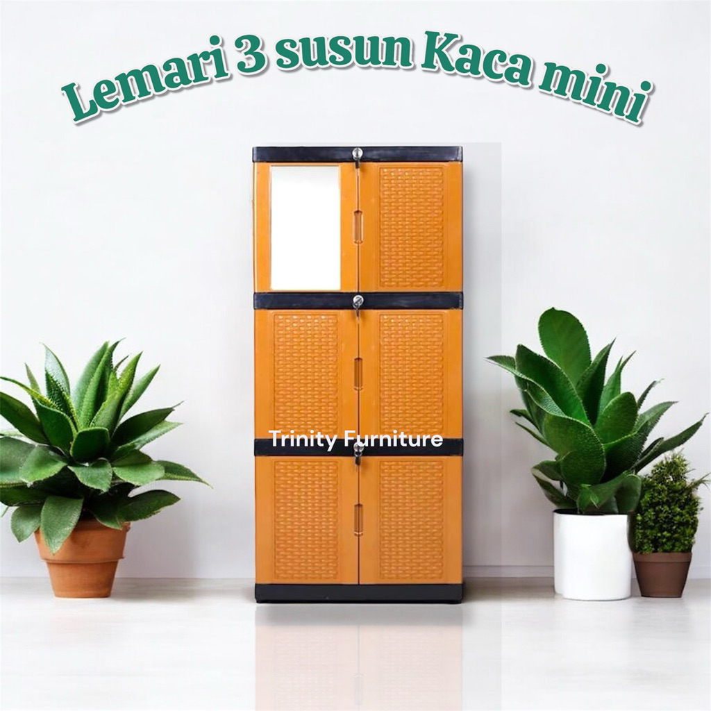 Lemari plastik terjangkau /3 susun / lemari pakaian plastik / lemari pintu susun 3 ORC