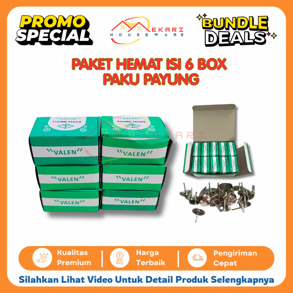

6 BOX ISI 60 PAK Paku Payung Thumb Tacks