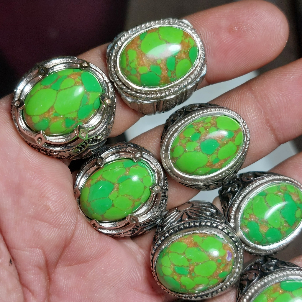 CINCIN BATU PIRUS HIJAU URAT EMAS