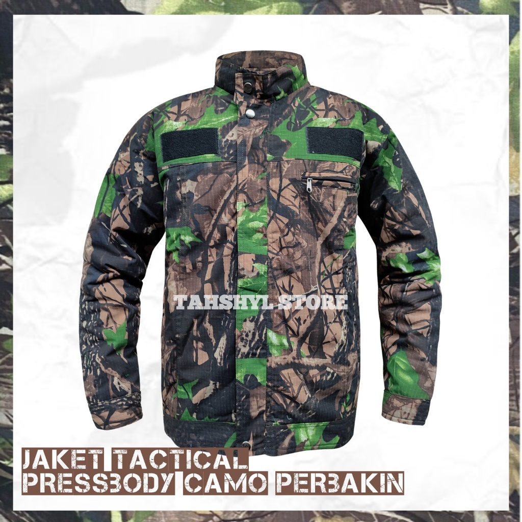 Tactical Pressbody Loreng Jaket Tactical Ripstop Loreng Camo Pria Ukuran L XXL Loreng Camo Perbakin 