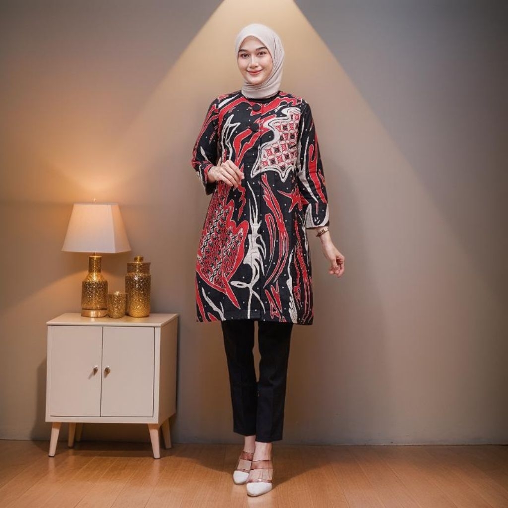 tunik batik wanita premium full puring trikod