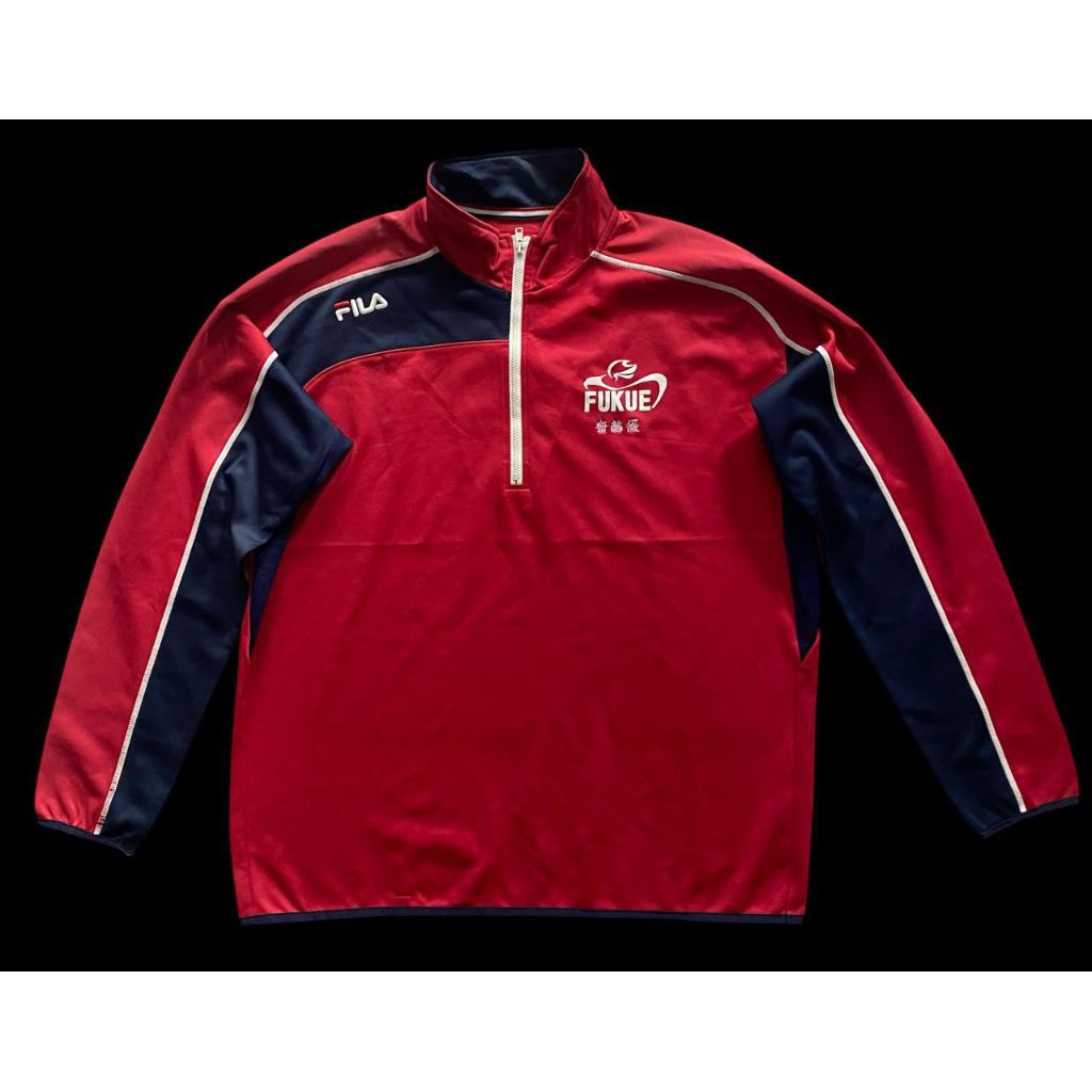 preloved jaket half zipper fila merah size XL