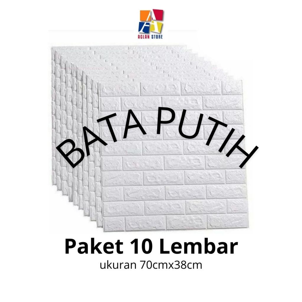 10pcs Wallpaper Bata Putih 3D Foam Waterproof Stiker Dinding 70x38