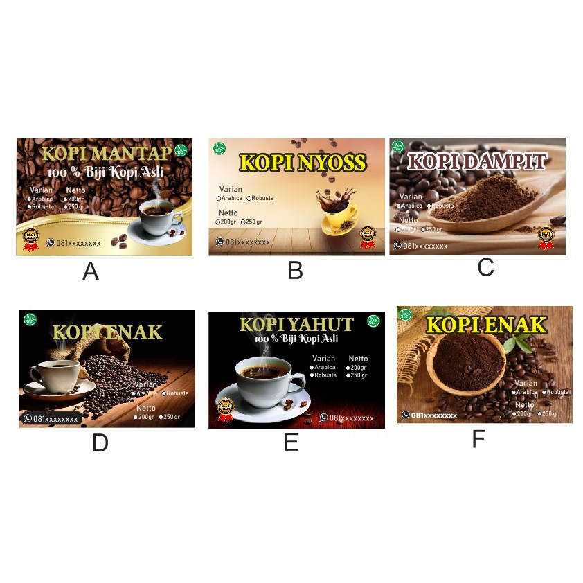 sticker kopi bubuk kemasan/sticker minuman/stiker kemasan kopi