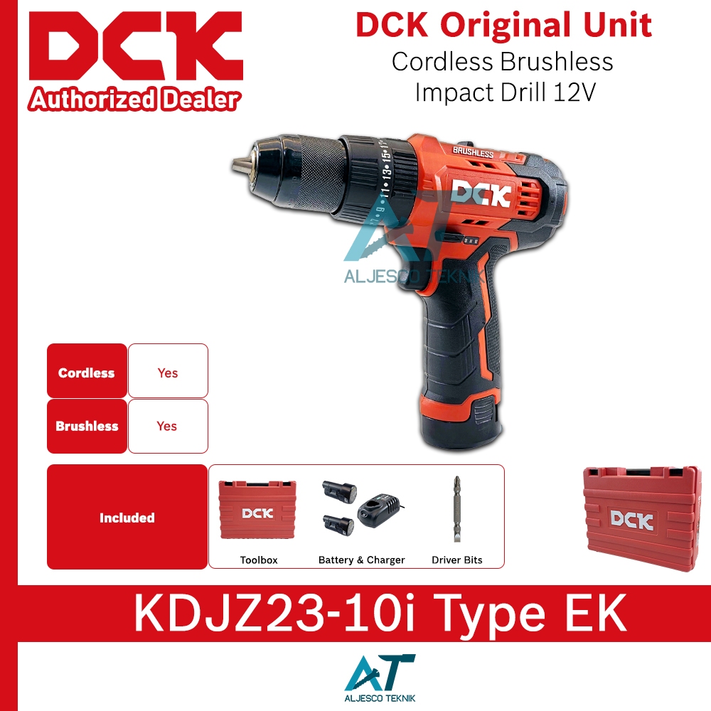 DCK KDJZ23-10i BOR TEMBOK BATERAI BRUSHLESS 10MM 12V FULL SET
