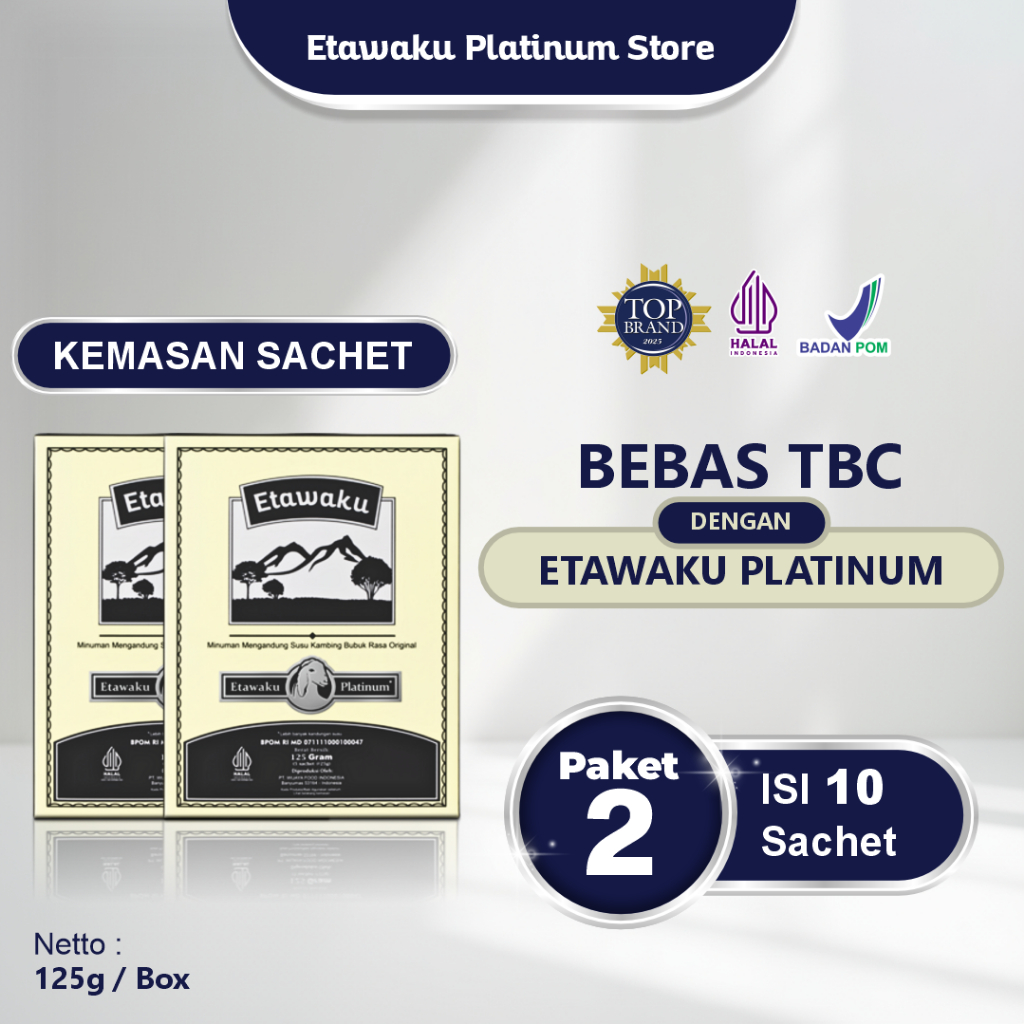 Etawaku Platinum Kemasan Sachet - Paket 2 Box Bebas TBC dengan Susu Etawaku Platinum