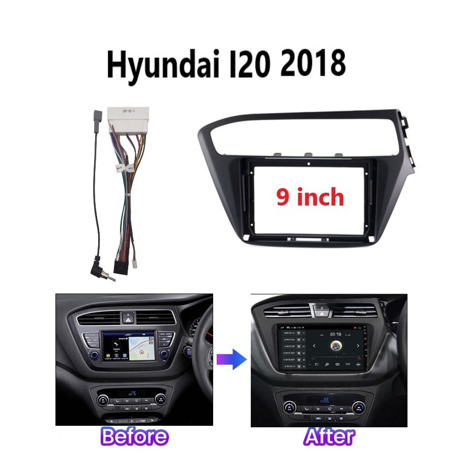 Frame head unit android 9 inch Hyundai i20 i-20 2018 RHD