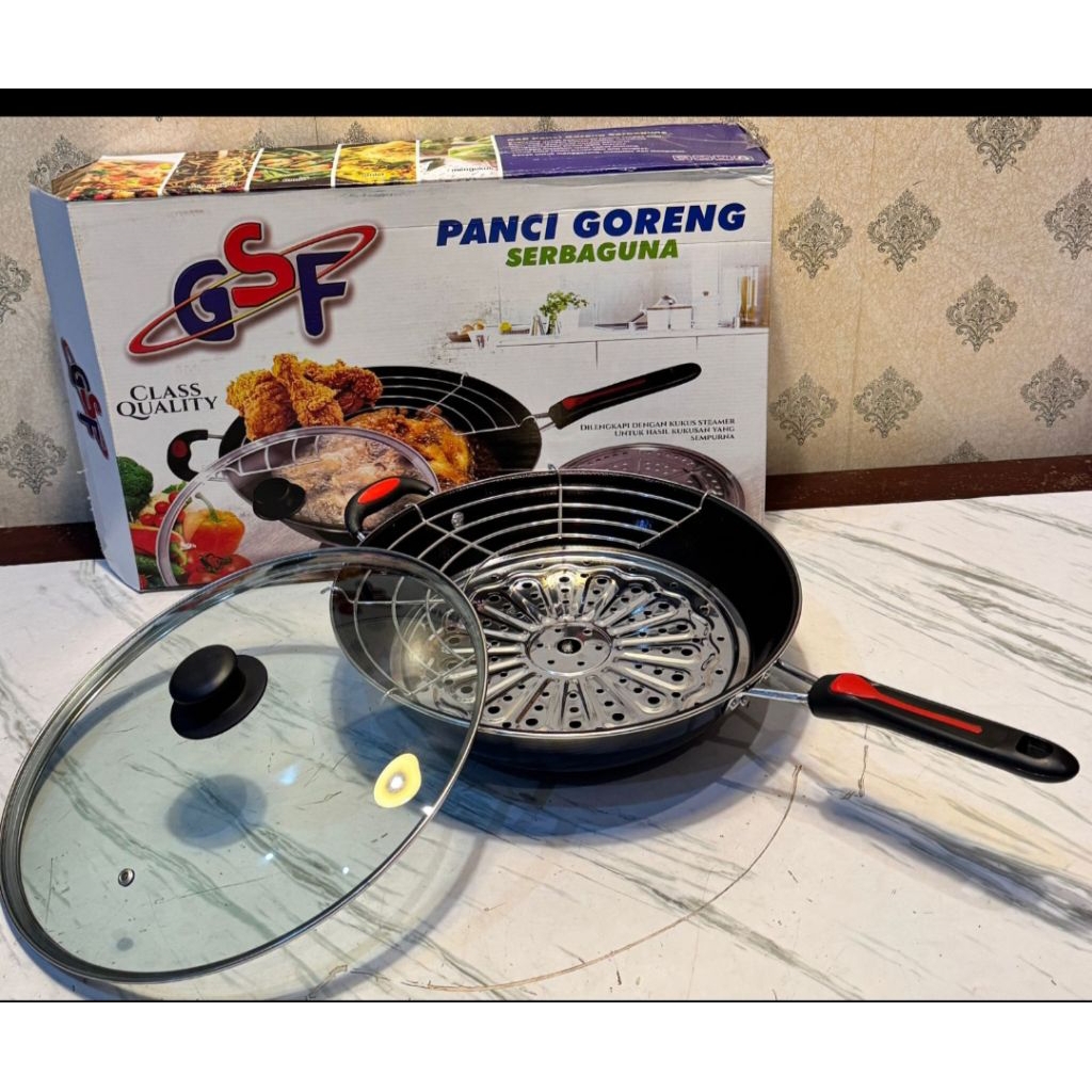 Panci goreng enamel GSF G-1132 KSG wajan serbaguna lengkap