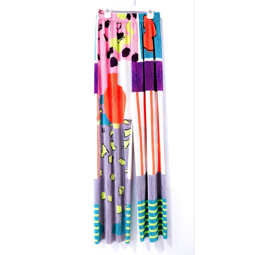 Celana kulot Plisket motif wanita