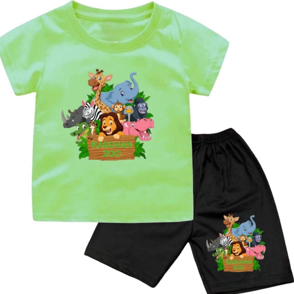 Setelan Kaos Anak Cowok-Cewek RAGUNAN ZOO Kekinian