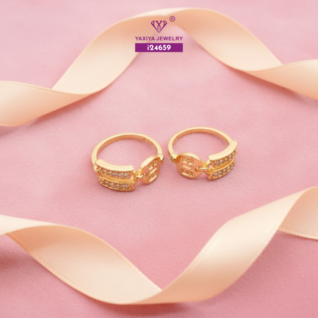 Yaxiya Cincin Wanita BTS Perhiasan Lapis Emas 18K 063