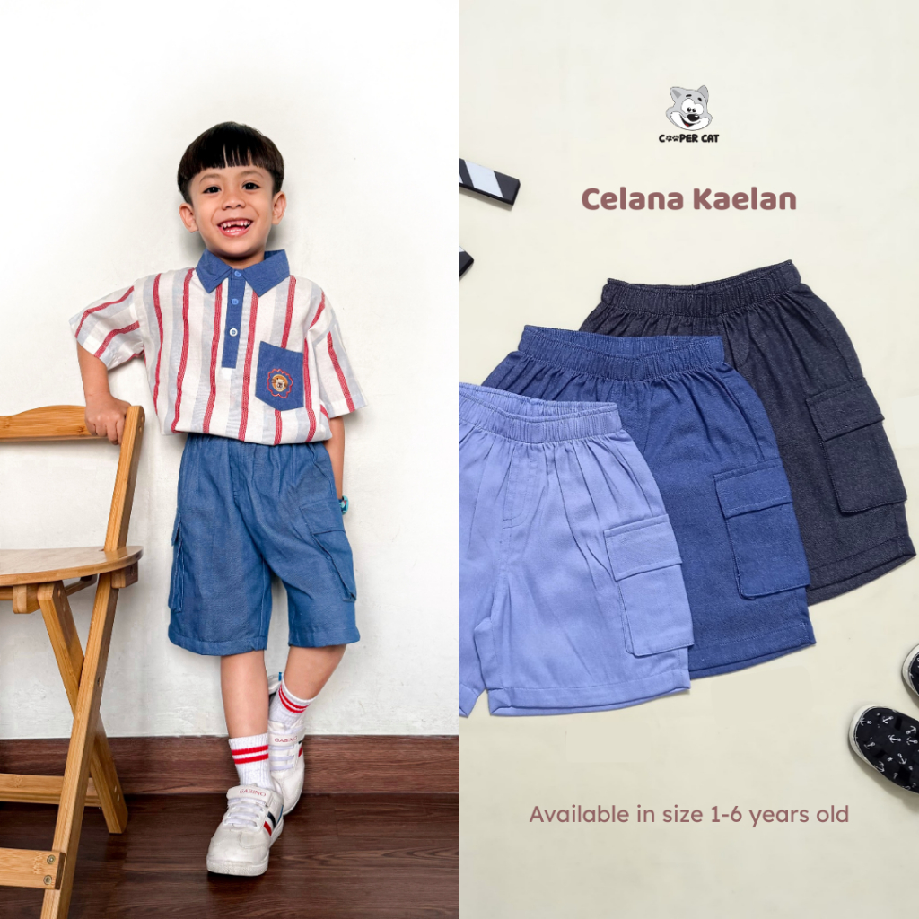 CooperCat Kaelan Jeans west Denim Cargo Chino Celana Pendek Anak Unisex Laki-laki Perempuan 6 bulan 