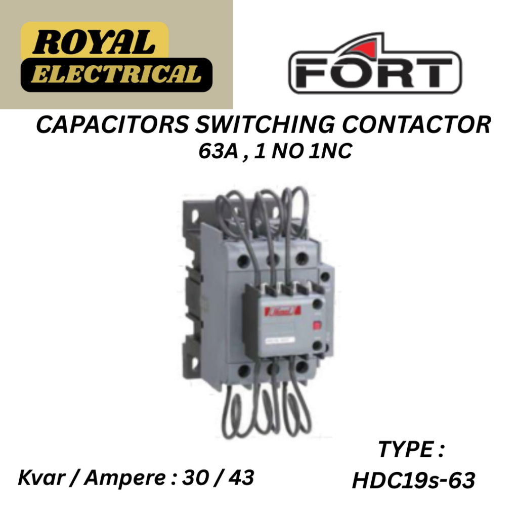 HIMEL CAPACITORS SWITCHING CONTACTOR / 63A / 2NO 1NC - Type HDC19s-63