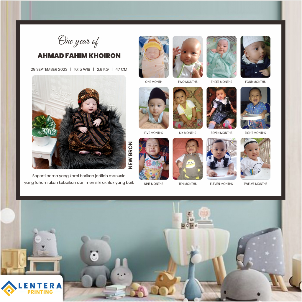 Cetak Foto Biodata Bayi 12R+ (30x45cm) dengan Bingkai Kualitas HD dan Tahan Air Hasil Bagus Harga Mu