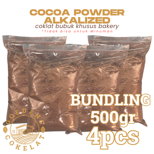 Goedang Cokelat | [BUNDLING 4 PCS] | Cokelat BUBUK 500gr Murni Tanpa Gula | cocoa powder / toko baha