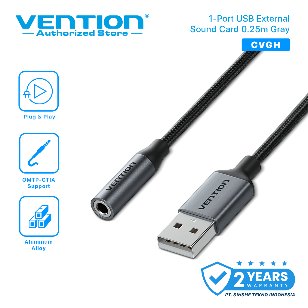 VENTION Sound Card USB Eksternal 2-Port 3.5mm Mic Audio TRS Adapter PC Laptop PS5