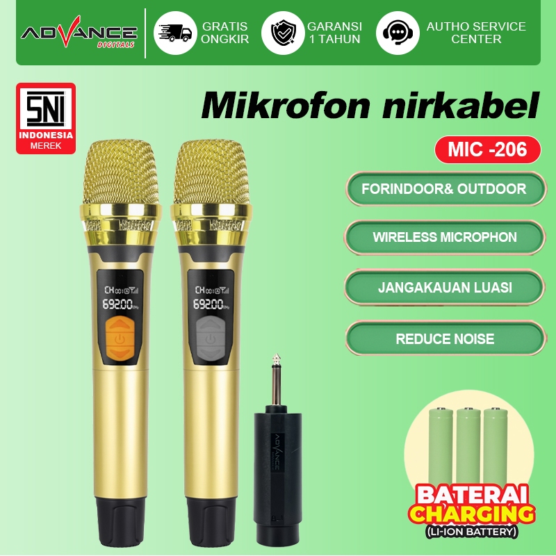 ADVANCE NEW Mic Wireless MIC-206 Mic Wireless Advance 206