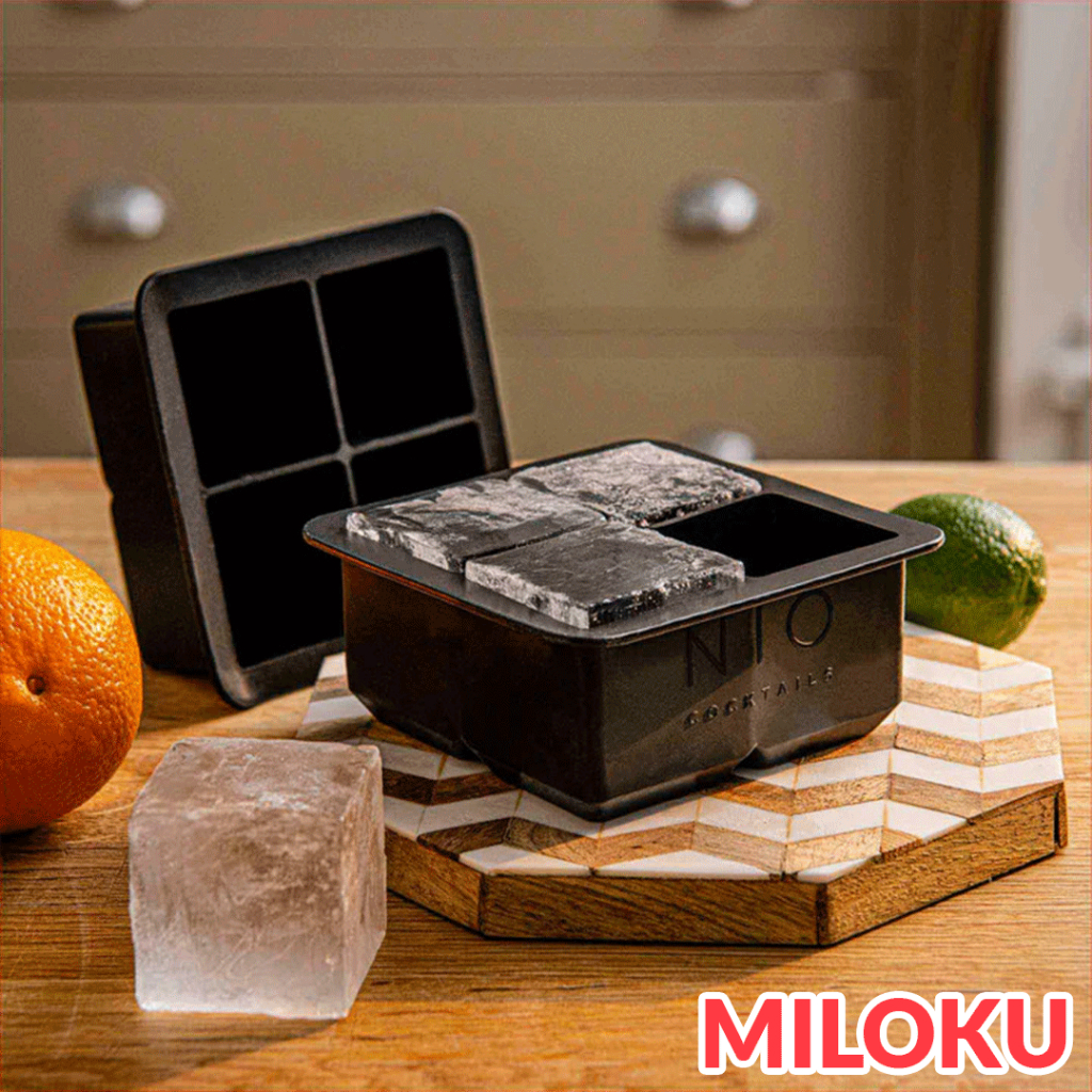 Miloku Cetakan Es Batu Persegi Ice Mold Square 4 Slot Agar Jelly Puding Buah Coklat Silikon Flexibel