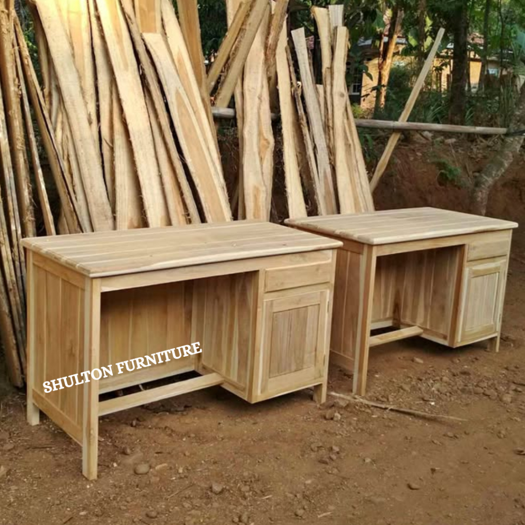 Meja Kantor Meja Guru Kerja Serbaguna Kayu Jati Asli Murah