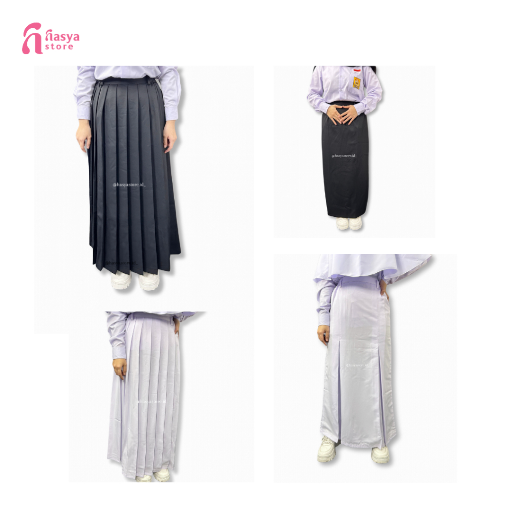 Rok Sekolah Panjang Rempel/Span Hitam & Putih Rok Seragam Sekolah Rok Rempel Rok Span Hitam &  Putih
