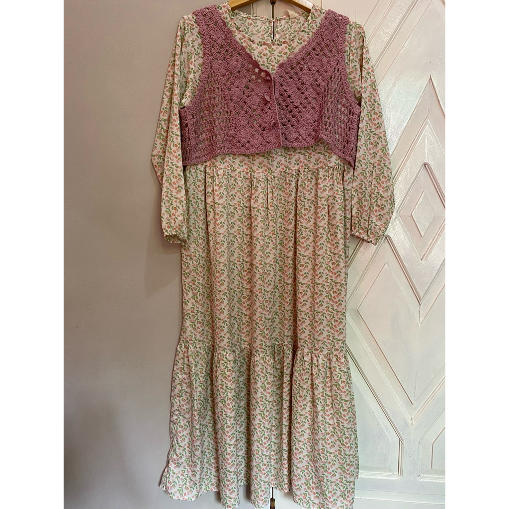 GAMIS/DRESS KOREA MOTIF BUNGA