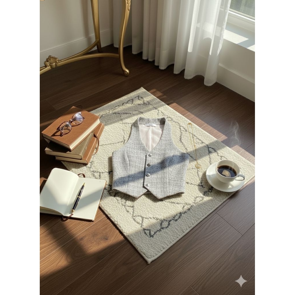 VEST TOP dengan desain kerah halter dan motif kotak-kotak