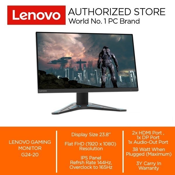 Lenovo Monitor Gaming G24-20 24" 1920x1080 144Hz Include Asuransi