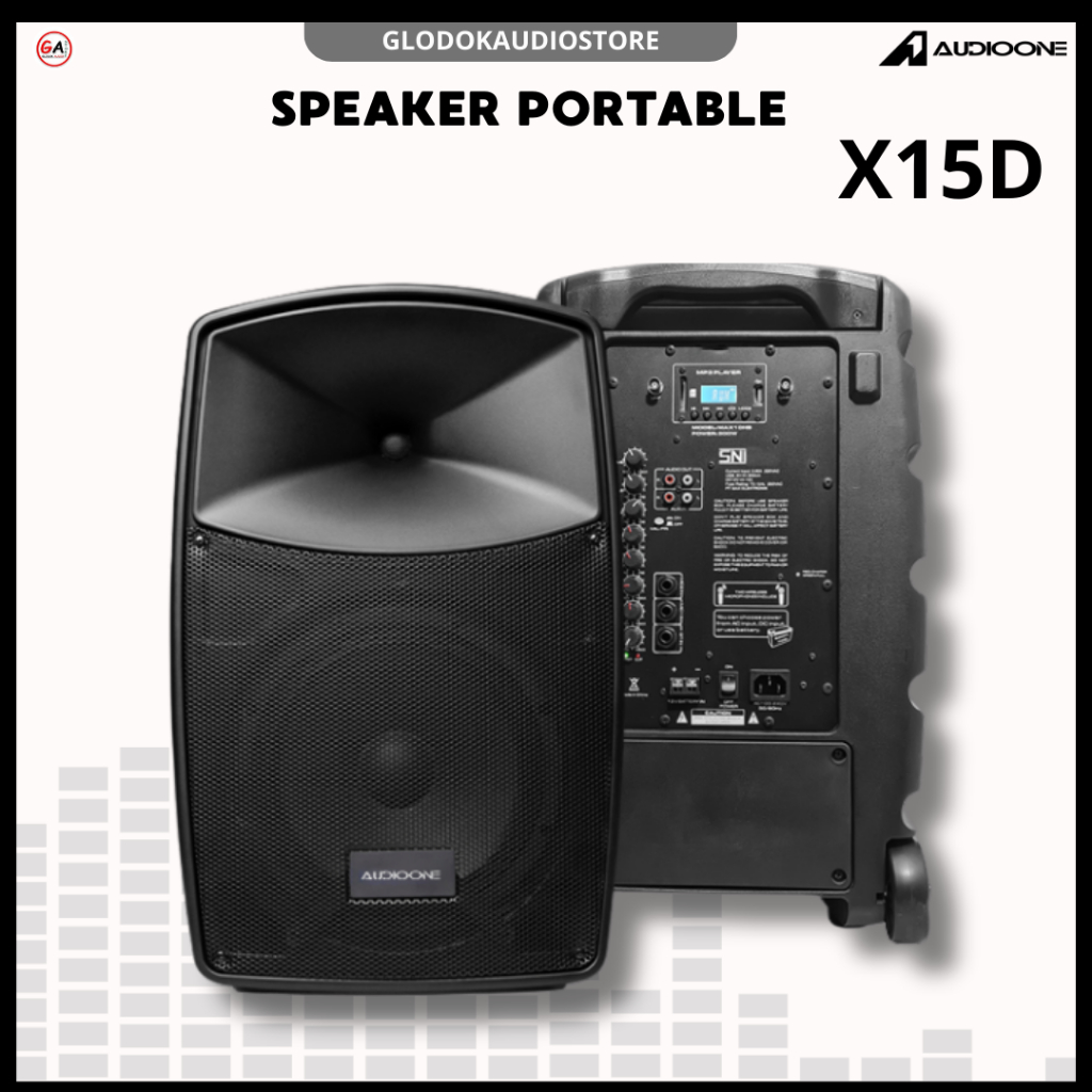 Speaker portable AUDIO ONE X15D 15 inch aktif tws bluetooth mic wireless sound system karaoke