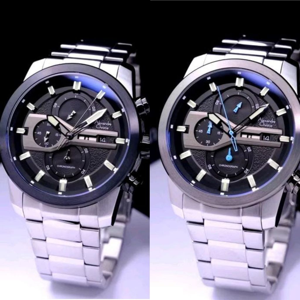jam tangan pria 6562 ALexandre christie  AC6562 Ac 6562 rantai original watches-silver jarum biru