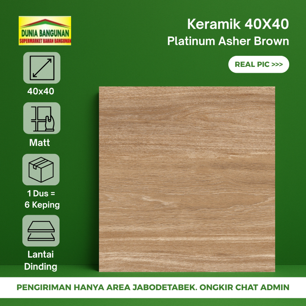 Keramik 40x40 Motif Urat Kayu Platinum Asher Brown Keramik Keset/Matt Keramik Motif Urat Kayu