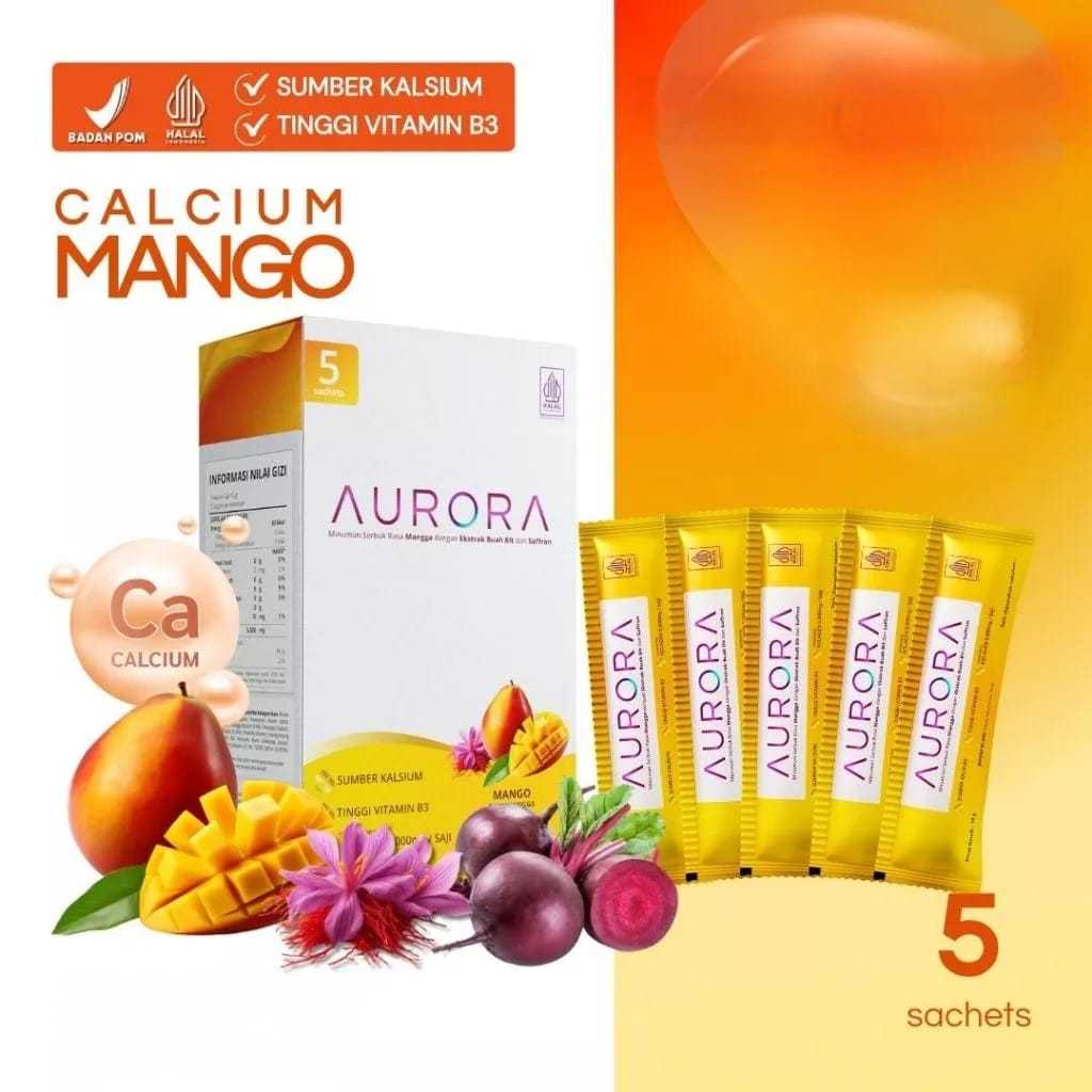 Aurora Saffron Collagen Calcium Mango 5 Sachets