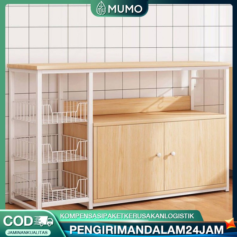 Rak dapur meja lemari dapur rak oven microwave rak penyimpanan dapur multifungsi dengan lemari