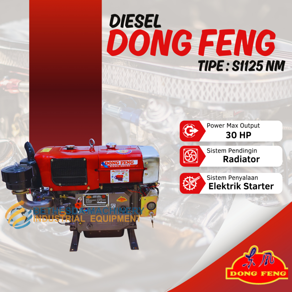 Diesel Dongfeng Kapasitas 30Hp Radiator Starter tipe Dong Feng S1125 NM