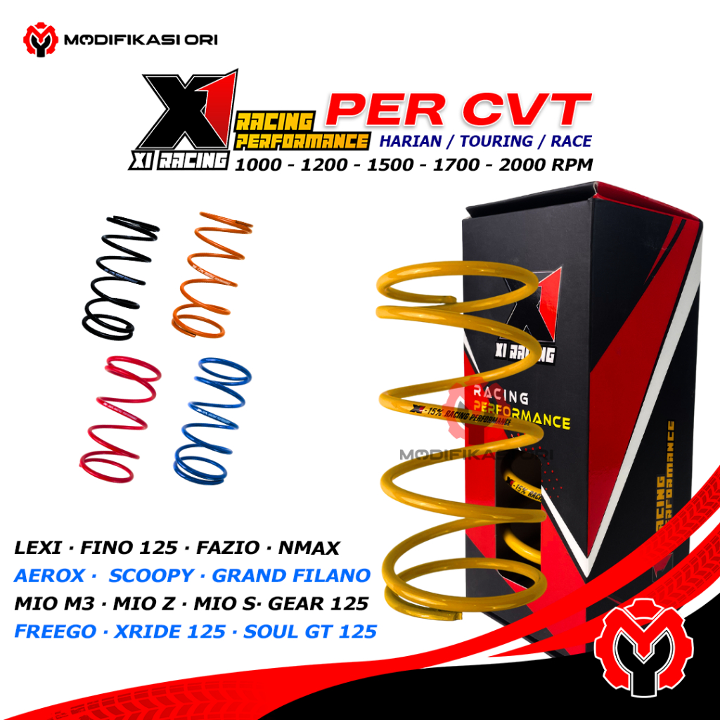PER CVT 1500 RPM X1 RACING - YAMAHA NMAX AEROX LEXI - FILANO FAZIO - MIO FINO 125 - MODIFIKASI ORI