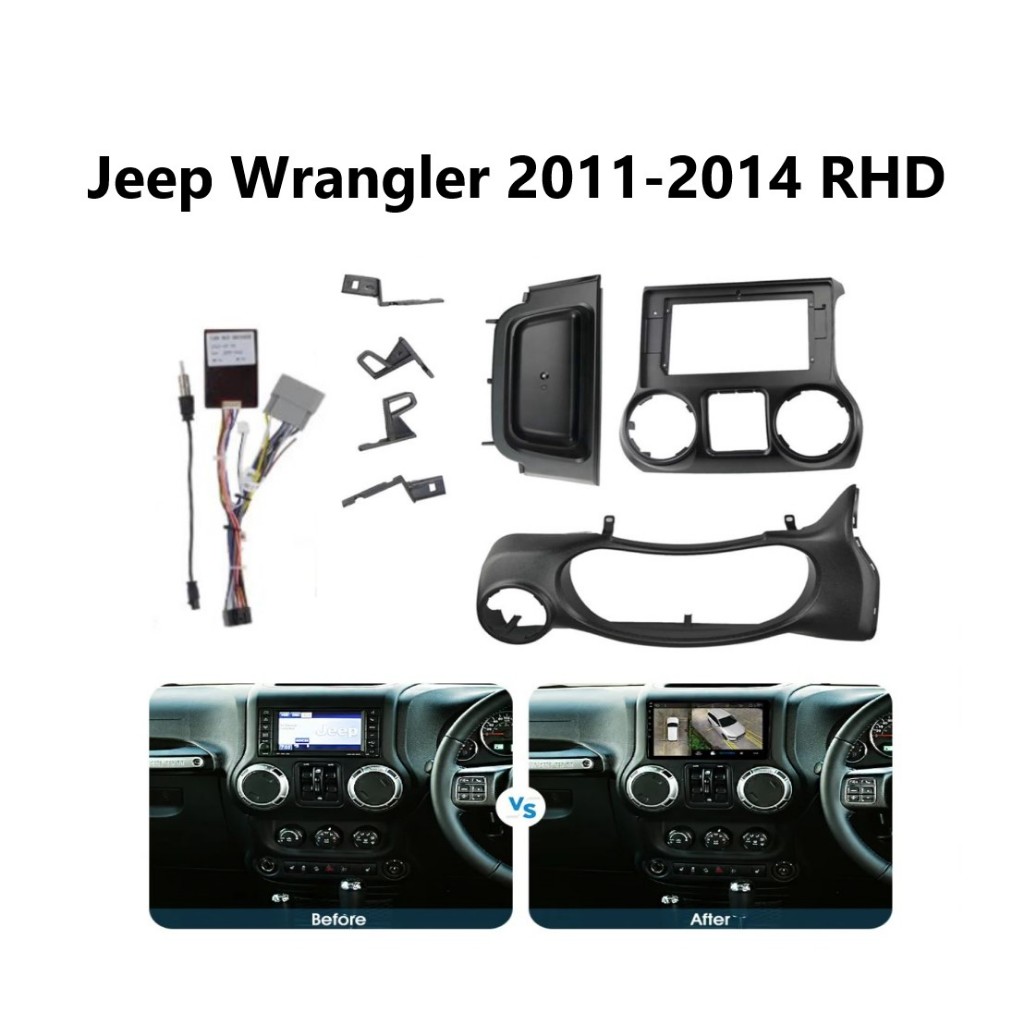 Frame Head Unit Android 10 inch Jeep Wrangler Rubicon RHD 2011 - 2014