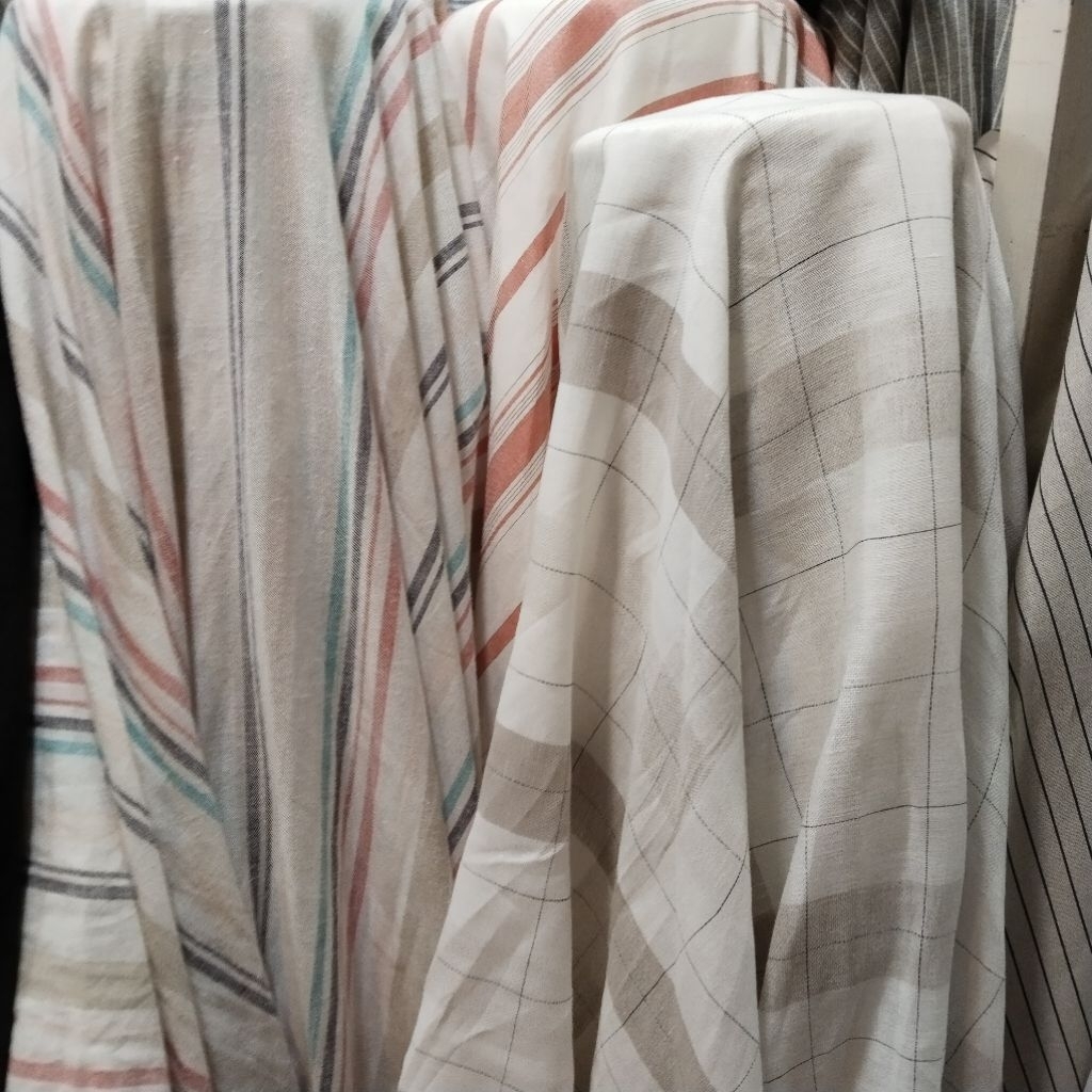 kain Linen Motif Garis // bahan meteran // kain kemeja linen premium