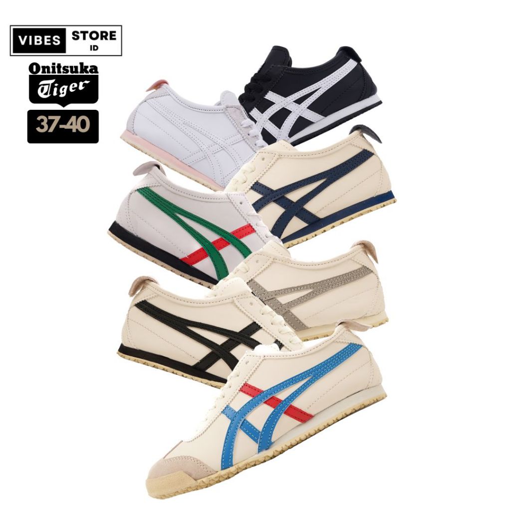 (VIBESSTR) Sepatu Sneakers Wanita Size 36-40 OnitsukaTiger Mexico Cream Hitam Biru Hijau Abu