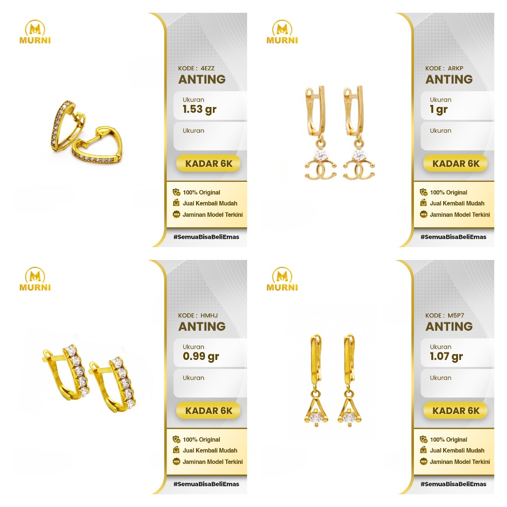 Anting Collection Adorable 6K Murni Bekonang